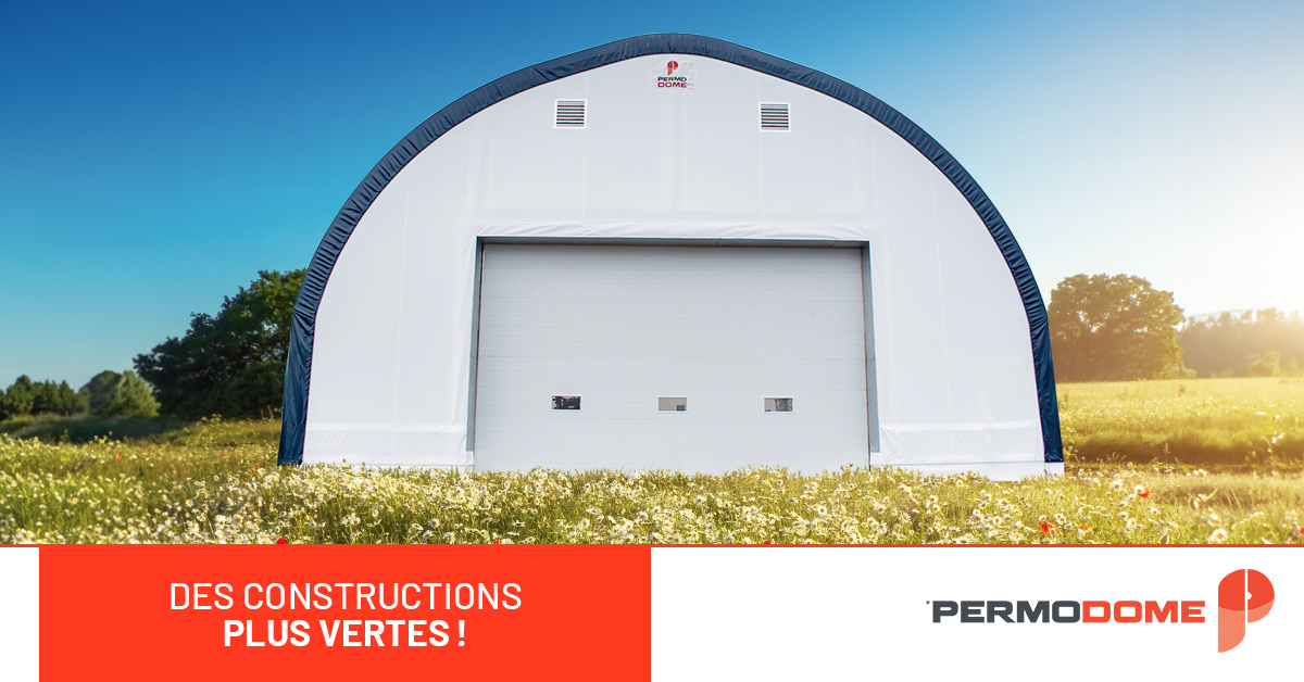 Permodome, construction durable, bâtiments écologiques, membrane souple, efficacité énergétique, réduction des émissions, matériaux durables, innovation architecturale.