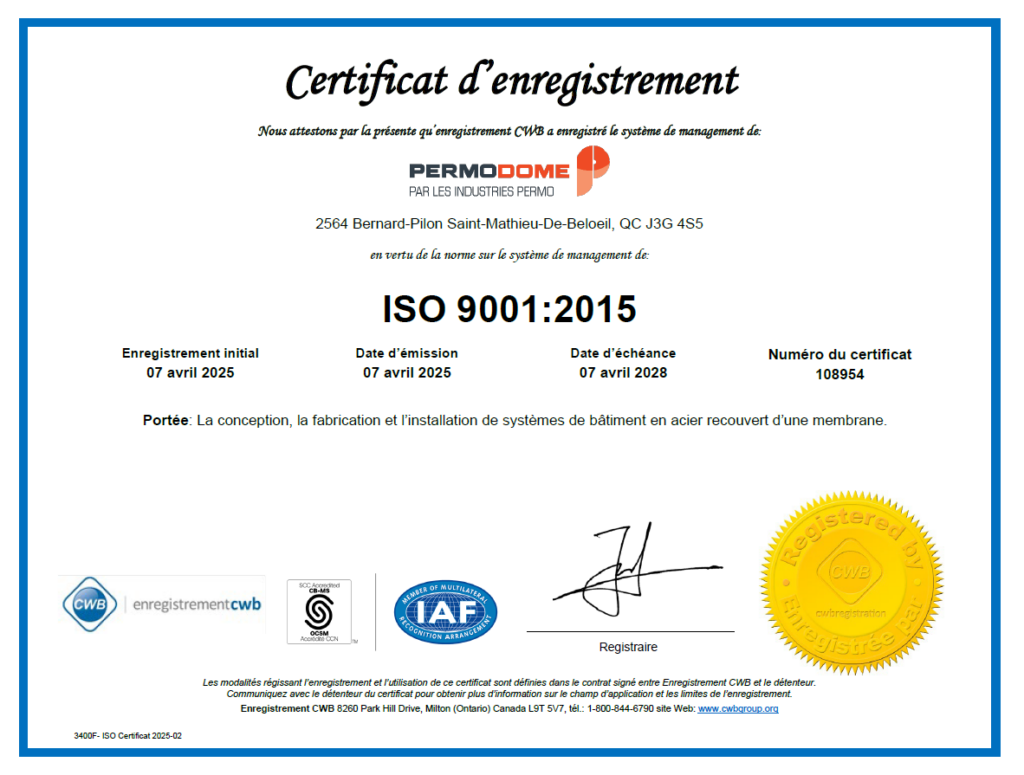 Certificat ISO9001